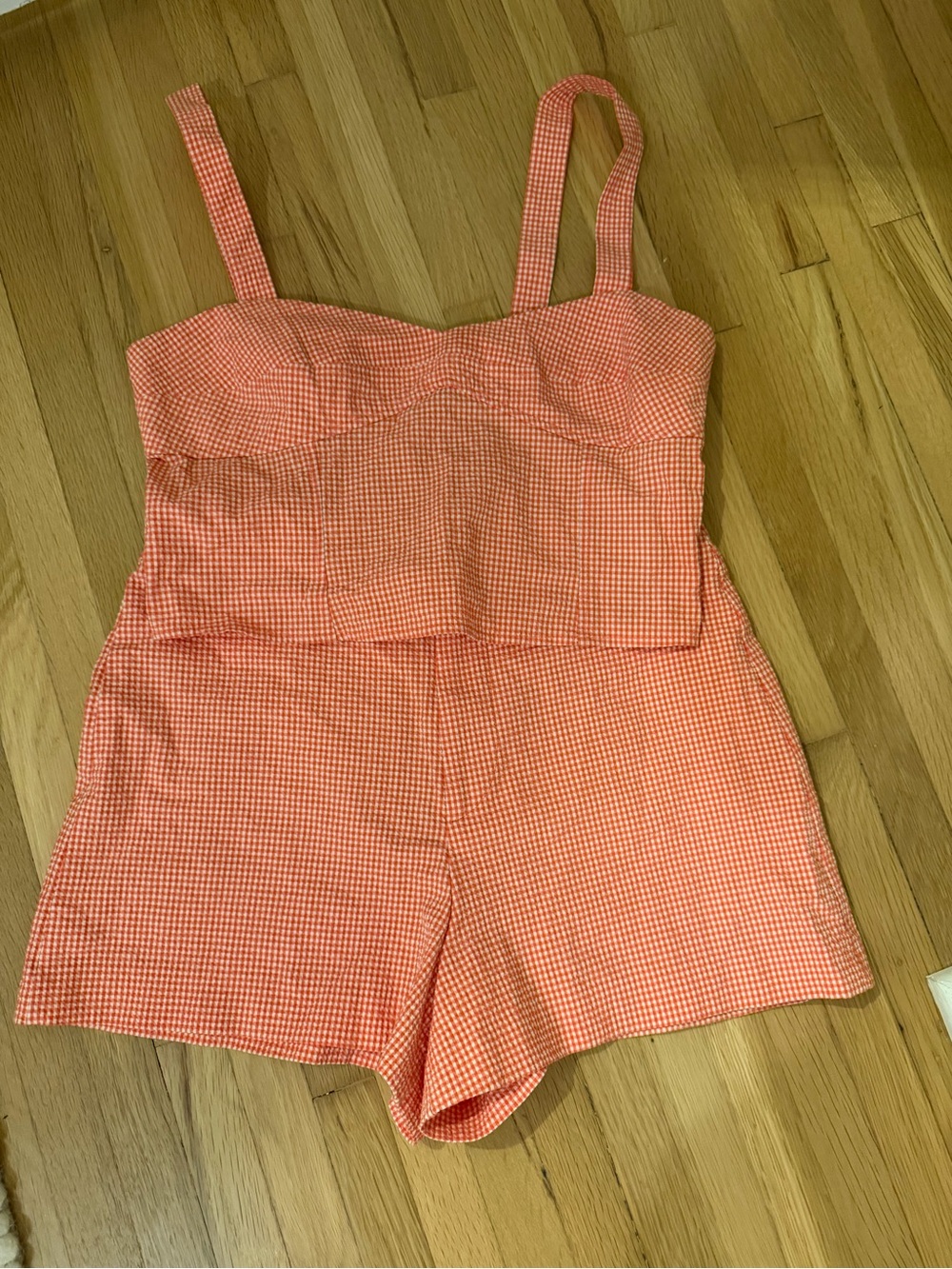 Zara Women’s Orange Gingham 2 piece Set